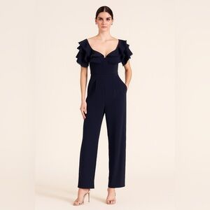 Sheike Australia Navy Atlas Jumpsuit Ruffled Sleeve Size 4